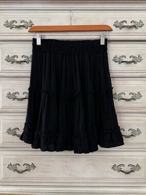 Black Fairy Boho Ruffle Skirt